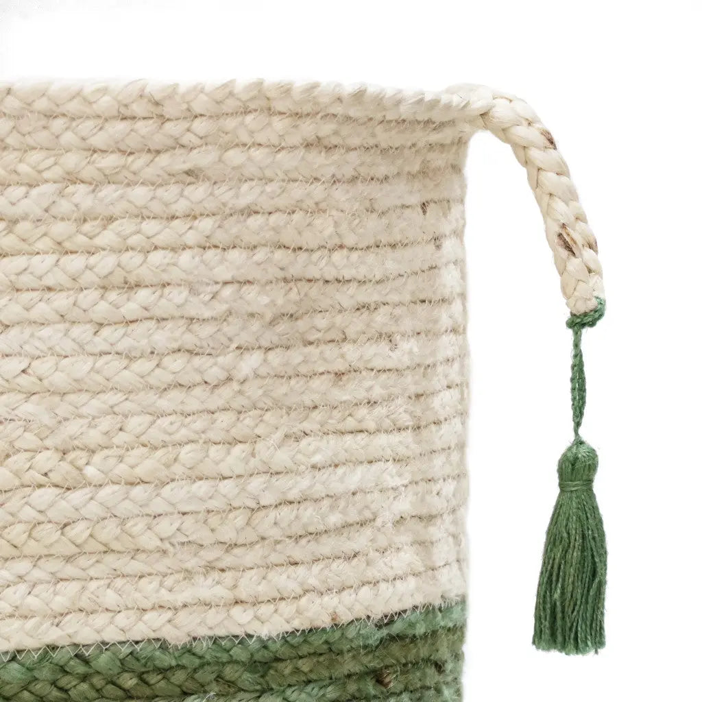 19" White Nesting Jute Basket Homeroots Office