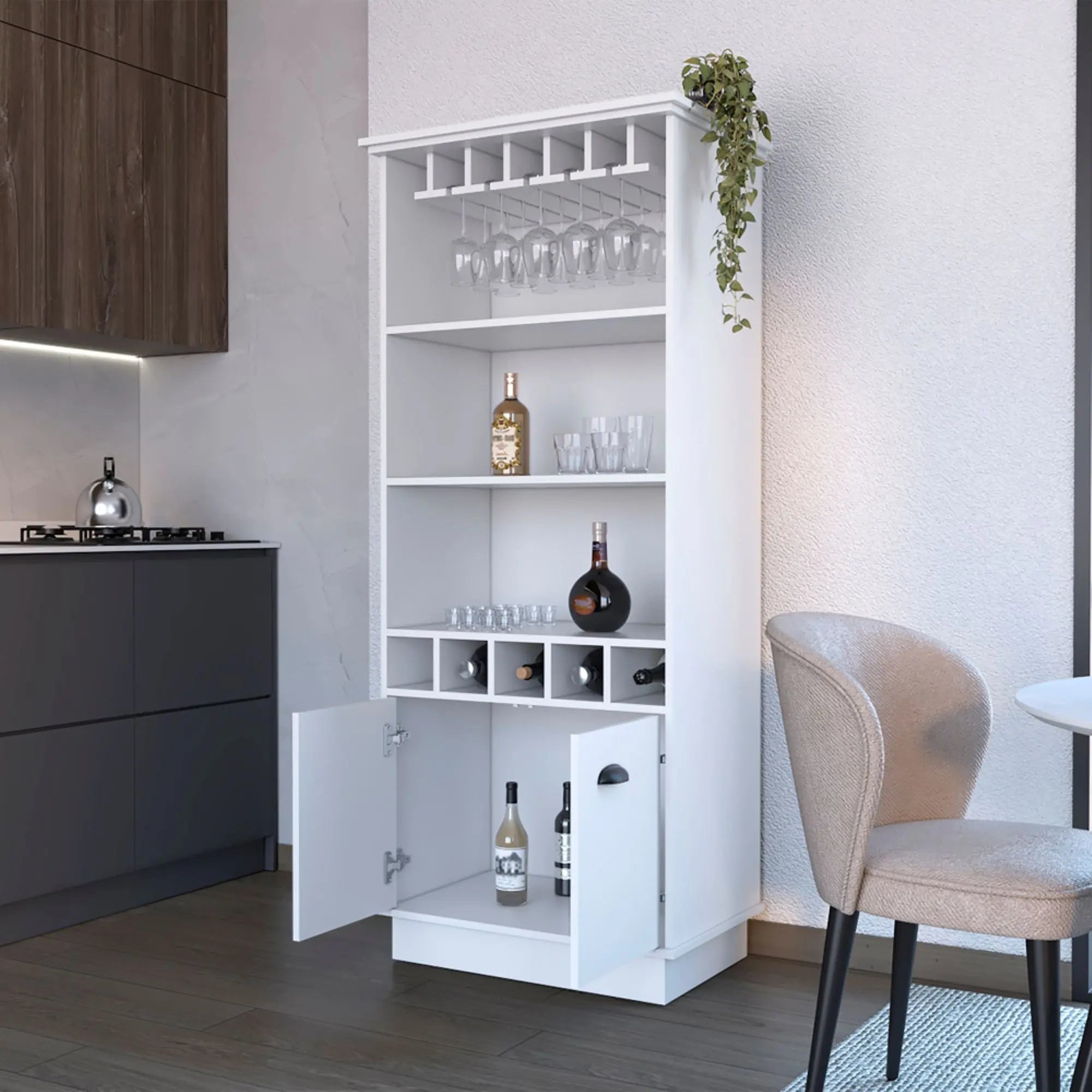 19" White Wood Bar Cart Homeroots Kitchen & Dining