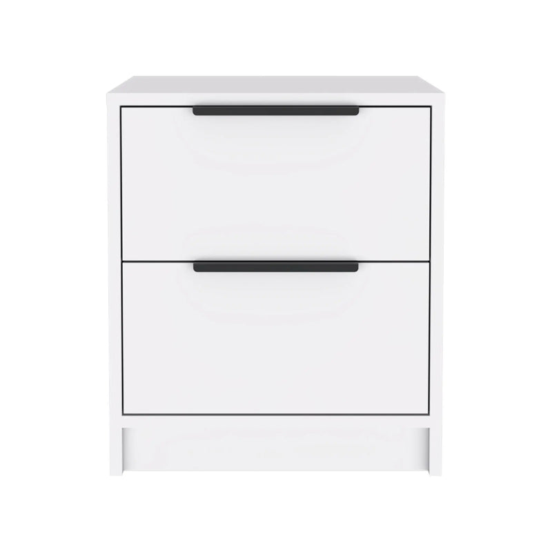19" White Wood Two Drawer Nightstand Homeroots Bed & Bath