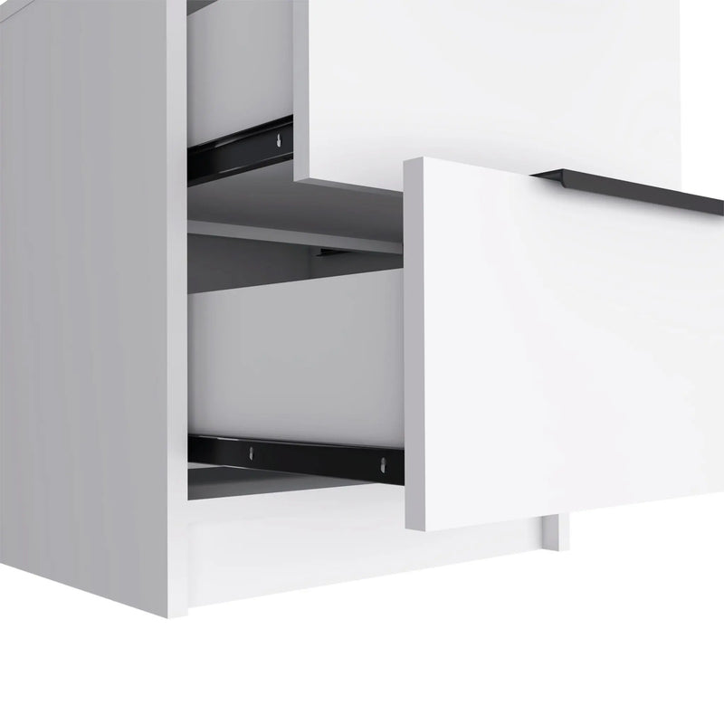 19" White Wood Two Drawer Nightstand Homeroots Bed & Bath