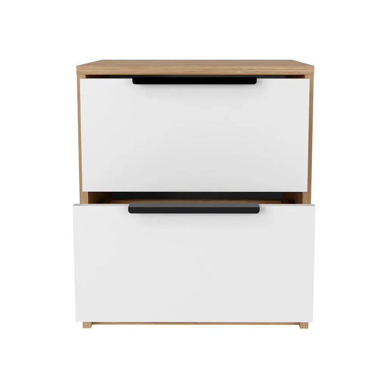 19" White Wood Two Drawer Nightstand Homeroots Bed & Bath