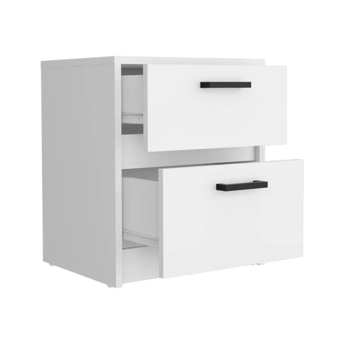19" White Wood Two Drawer Nightstand Homeroots Bed & Bath