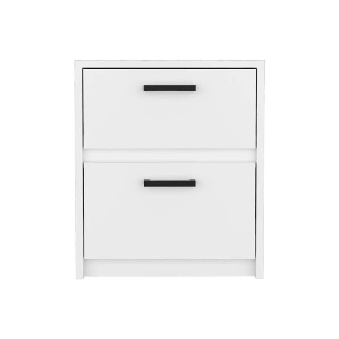 19" White Wood Two Drawer Nightstand Homeroots Bed & Bath