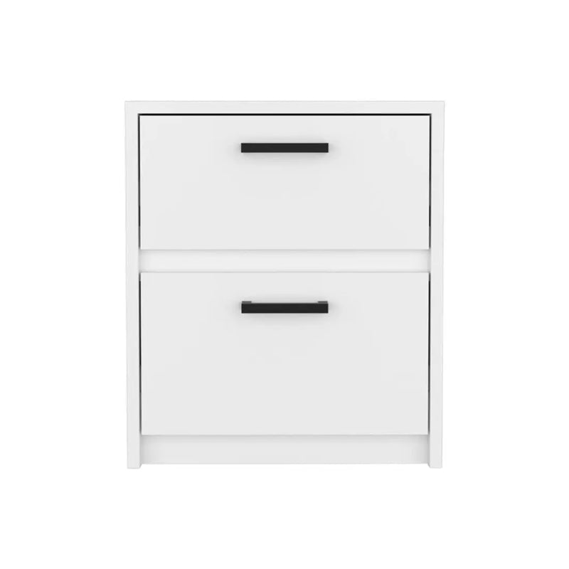 19" White Wood Two Drawer Nightstand Homeroots Bed & Bath