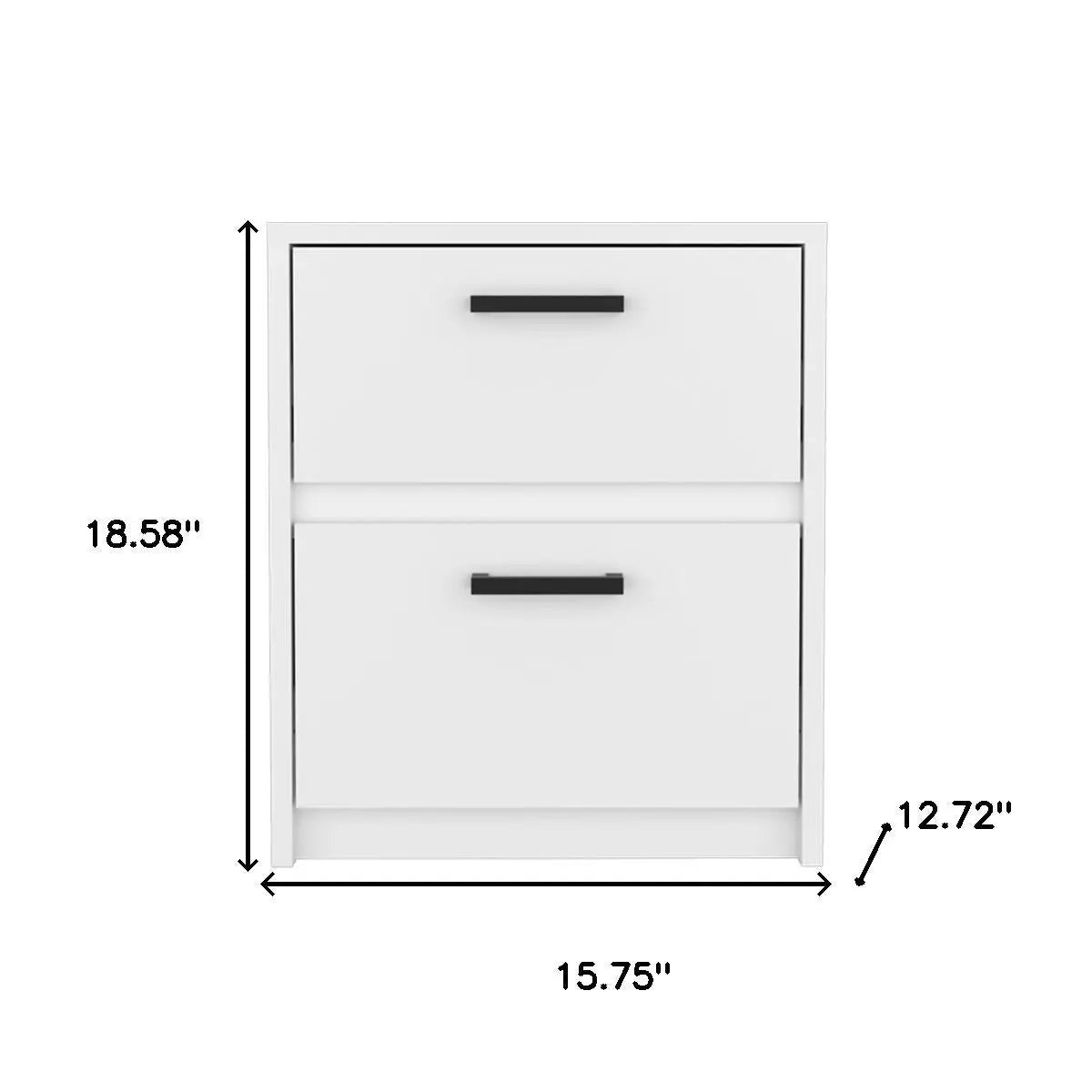 19" White Wood Two Drawer Nightstand Homeroots Bed & Bath