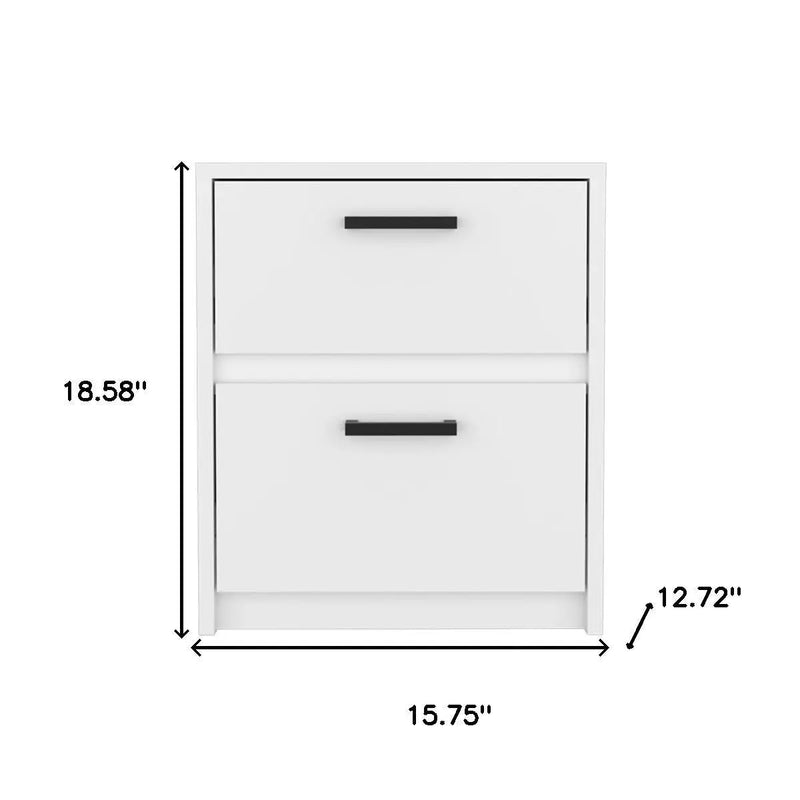 19" White Wood Two Drawer Nightstand Homeroots Bed & Bath