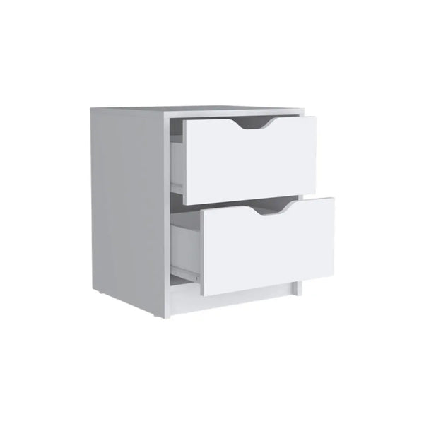 19" White Wood Two Drawer Nightstand Homeroots Bed & Bath