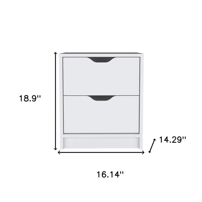 19" White Wood Two Drawer Nightstand Homeroots Bed & Bath