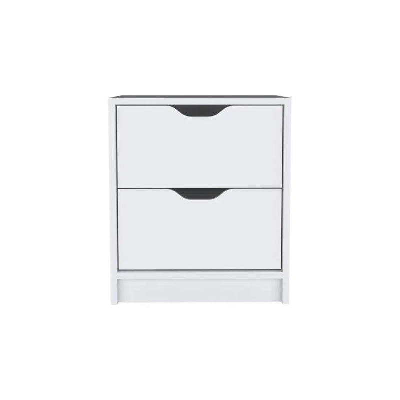 19" White Wood Two Drawer Nightstand Homeroots Bed & Bath