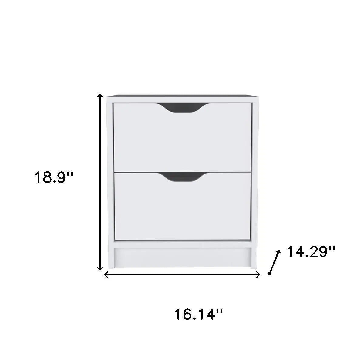 19" White Wood Two Drawer Nightstand Homeroots Bed & Bath