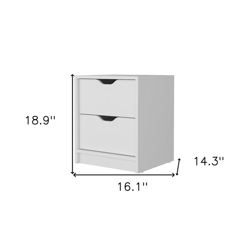 19" White Wood Two Drawer Nightstand with Integrated Tech Homeroots Bed & Bath