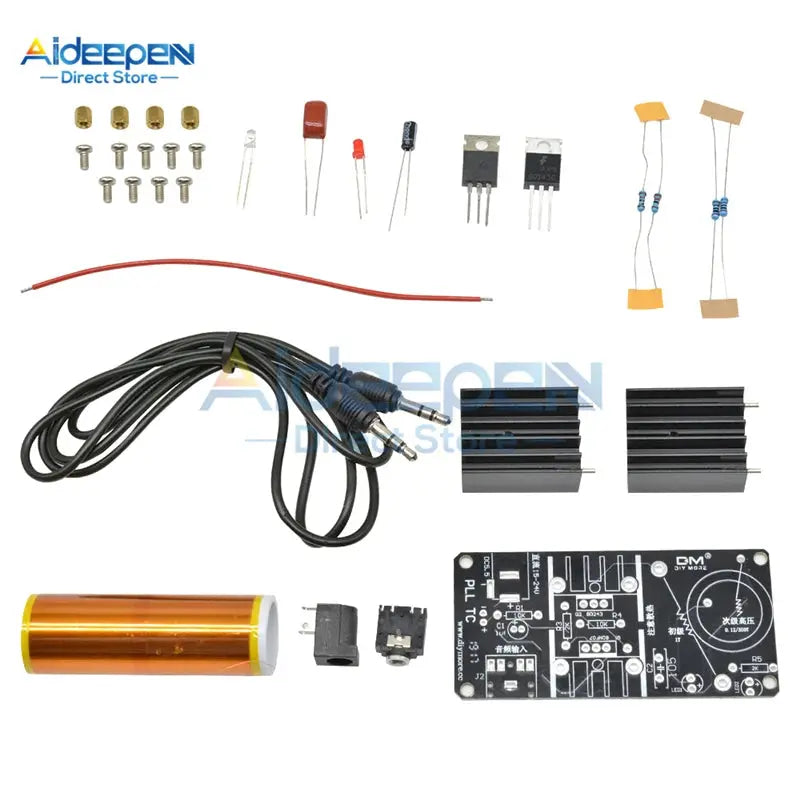 1Set Tesla Coil Kit DC 15-24V 15W Mini Music Tesla Coil Plasma Speaker Tesla Wireless Transmission DIY Kits GreatEagleInc