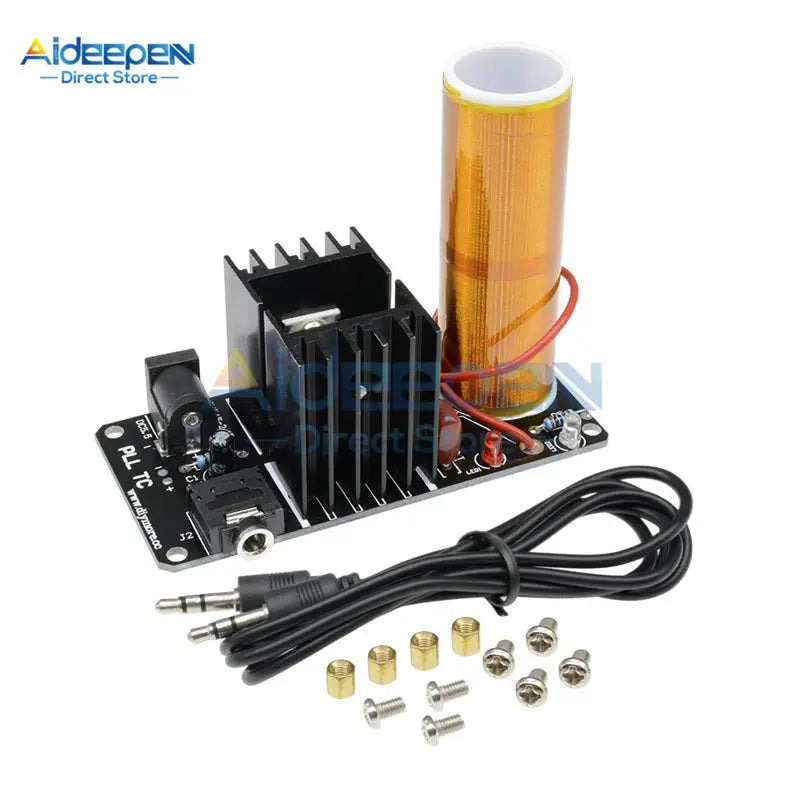 1Set Tesla Coil Kit DC 15-24V 15W Mini Music Tesla Coil Plasma Speaker Tesla Wireless Transmission DIY Kits GreatEagleInc