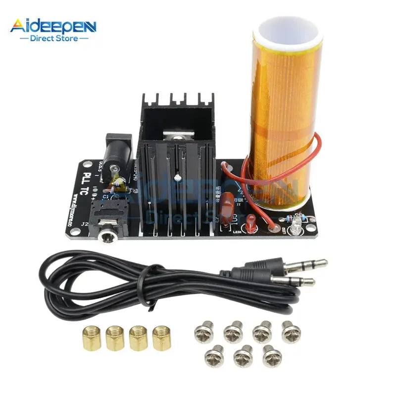 1Set Tesla Coil Kit DC 15-24V 15W Mini Music Tesla Coil Plasma Speaker Tesla Wireless Transmission DIY Kits GreatEagleInc