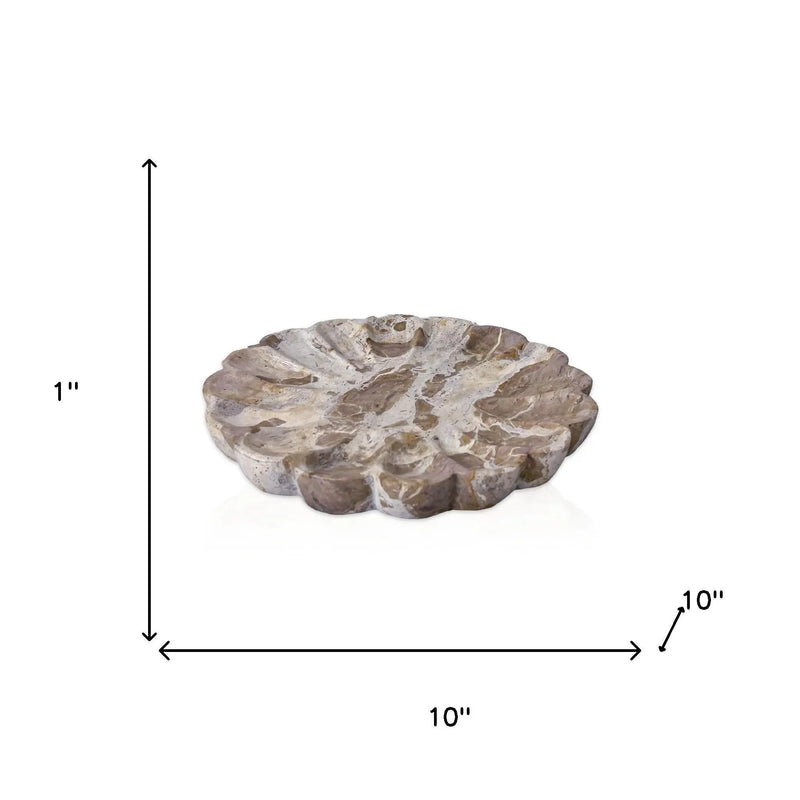 1" Beige Marble Decorative Bowl Homeroots Home Decor