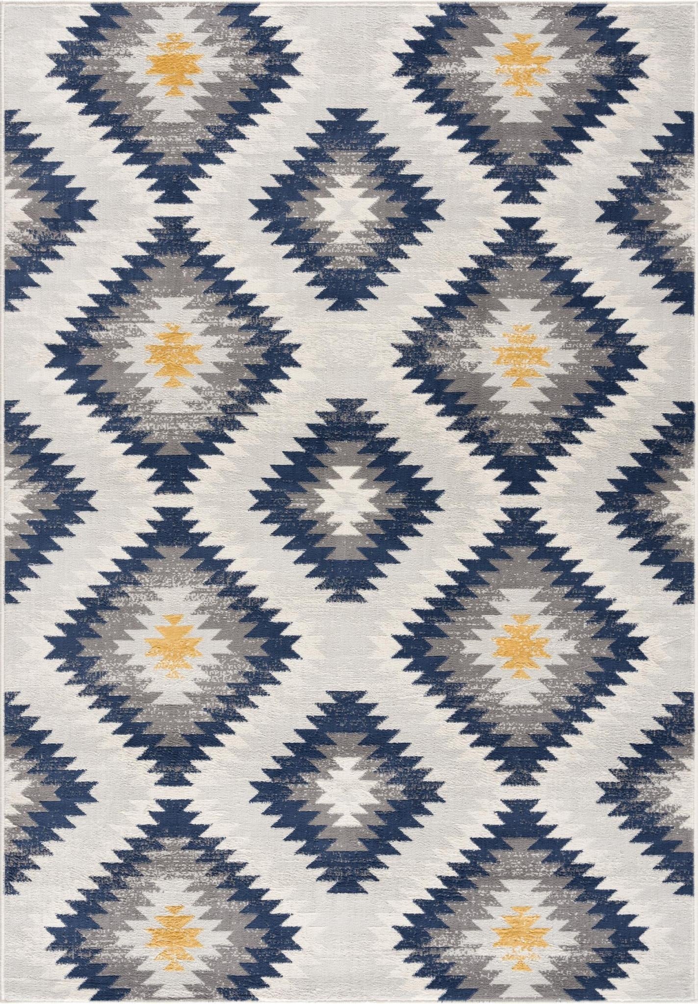 6' X 9' Blue Ikat Kilim Area Rug - Home & Garden