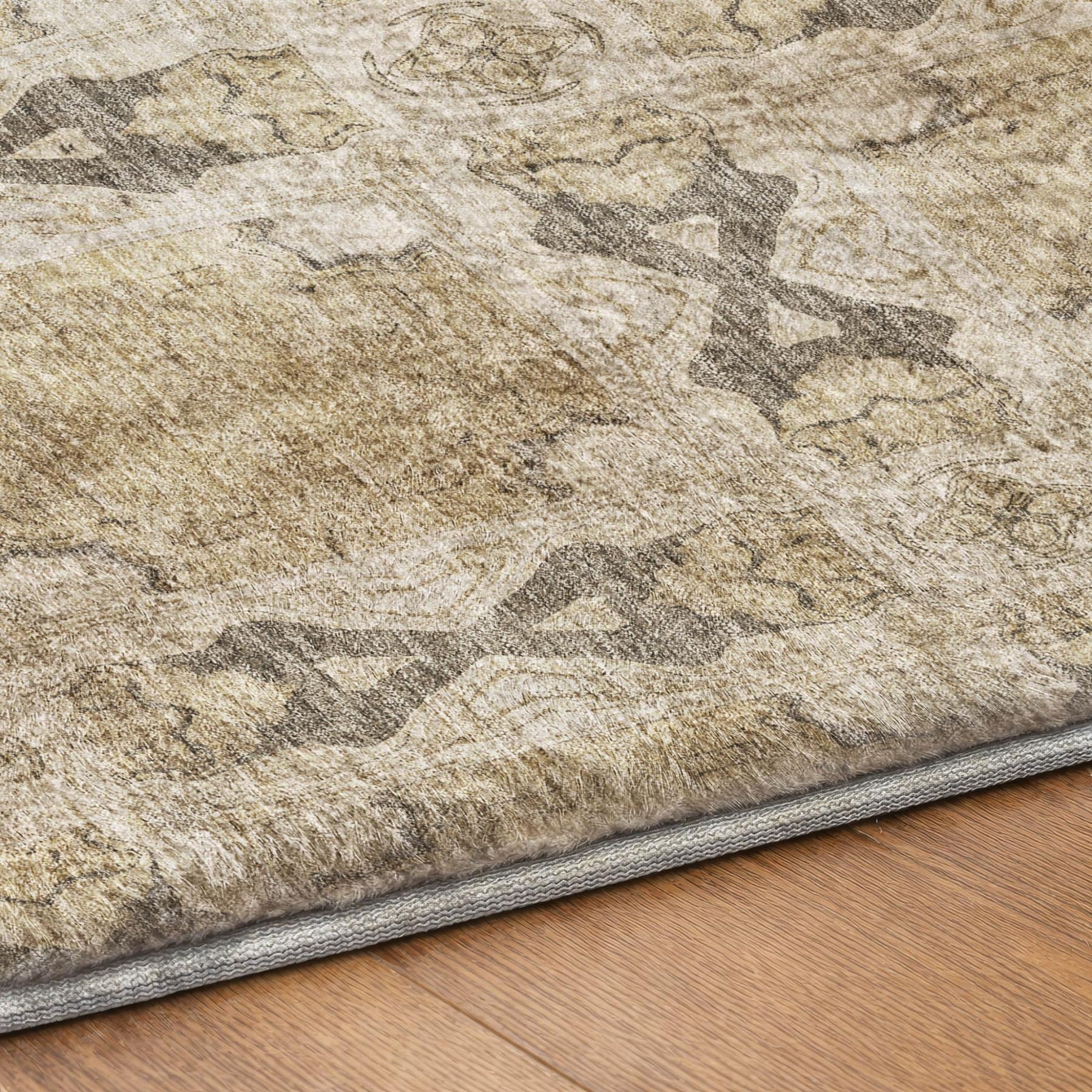3' X 5' Beige And Gray Geometric Shag Washable Area Rug With UV Protection - Home & Garden