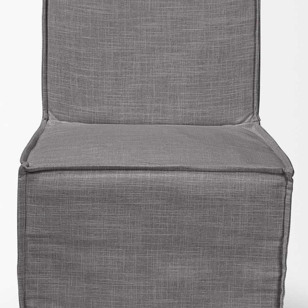 Set Of Two Gray And Brown Slipcovered Wood Parsons Chairs - Kitchen & Dining
