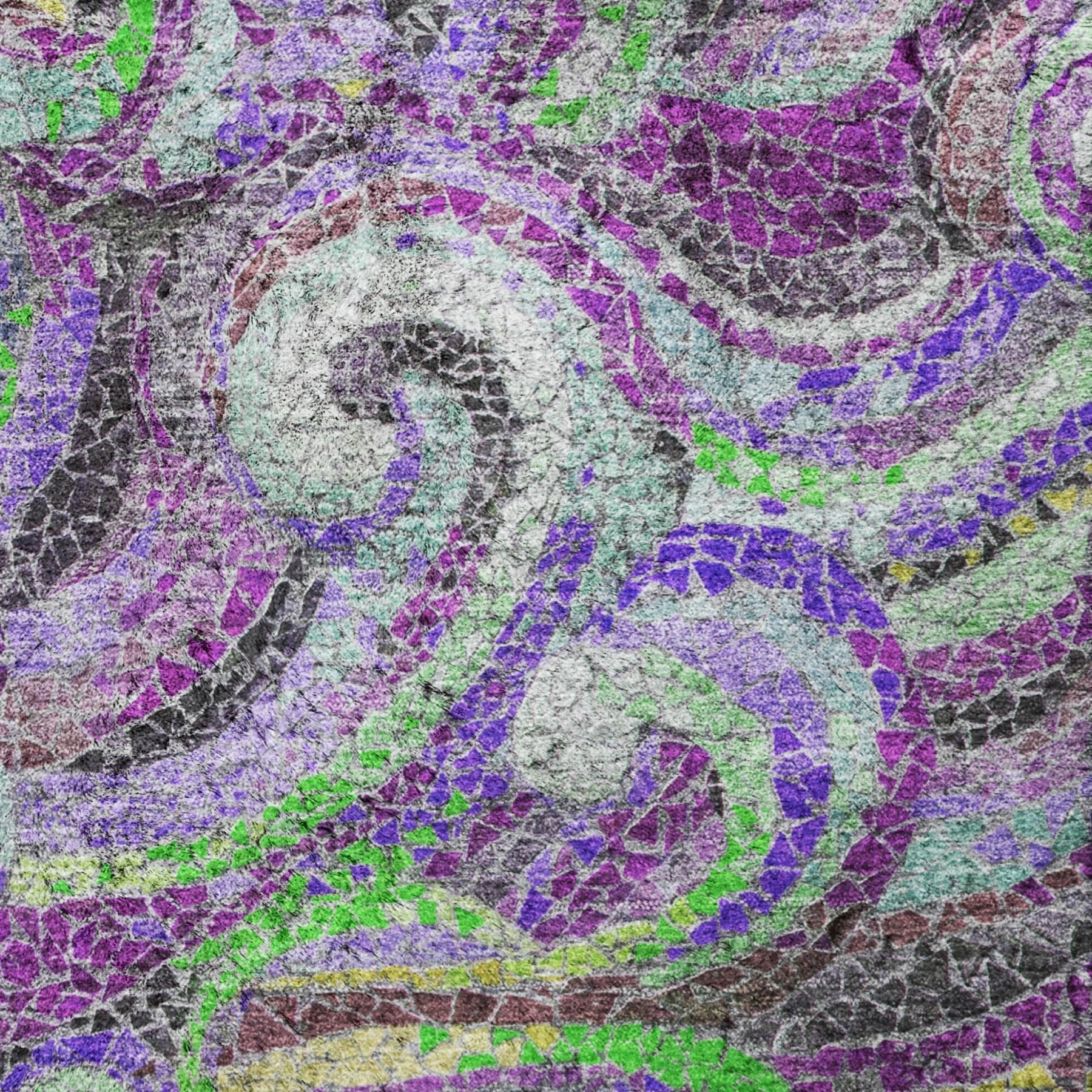 3' X 5' Purple And Violet Abstract Shag Washable Area Rug With UV Protection - Home & Garden