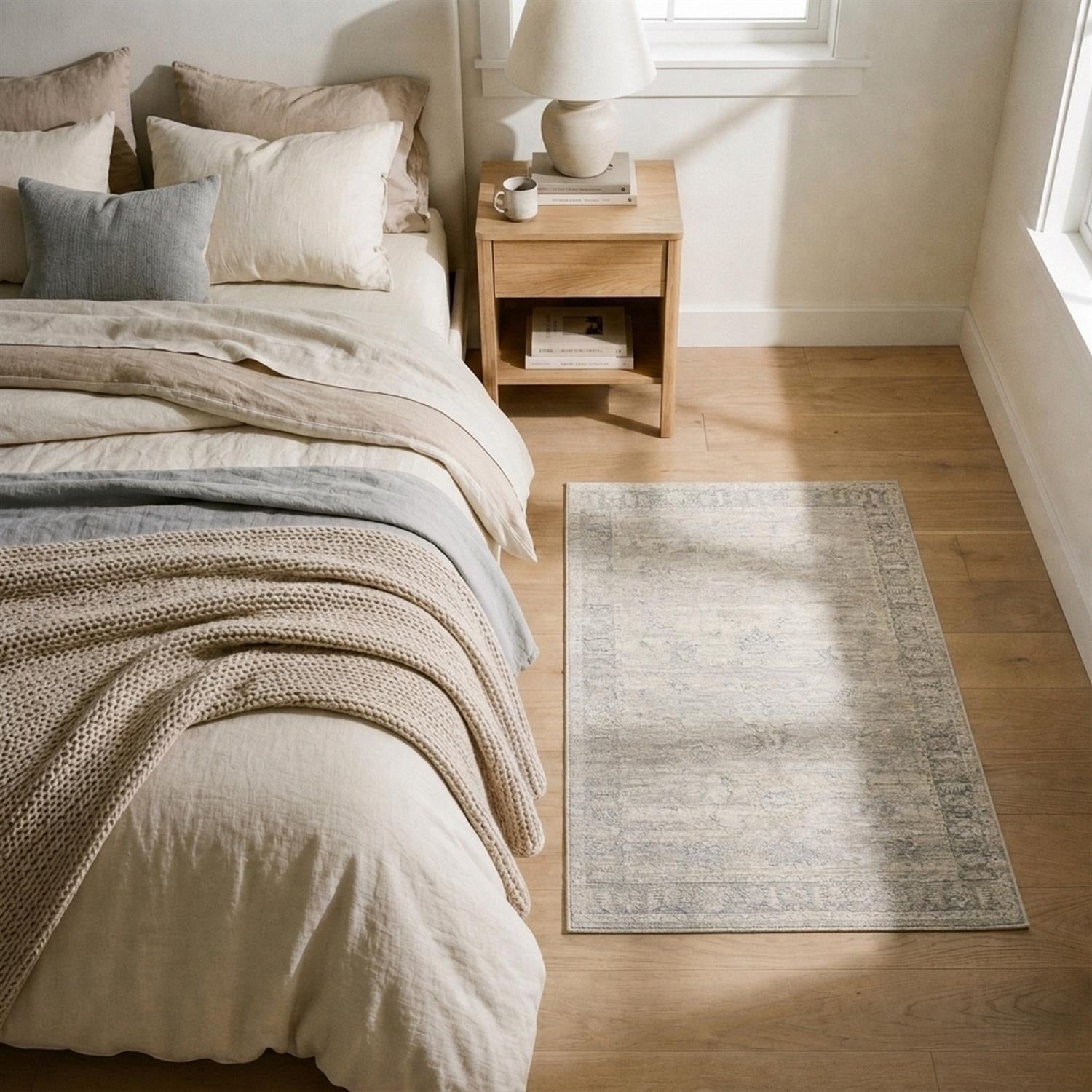 2' X 3' Beige And Blue Abstract Area Rug - Home & Garden