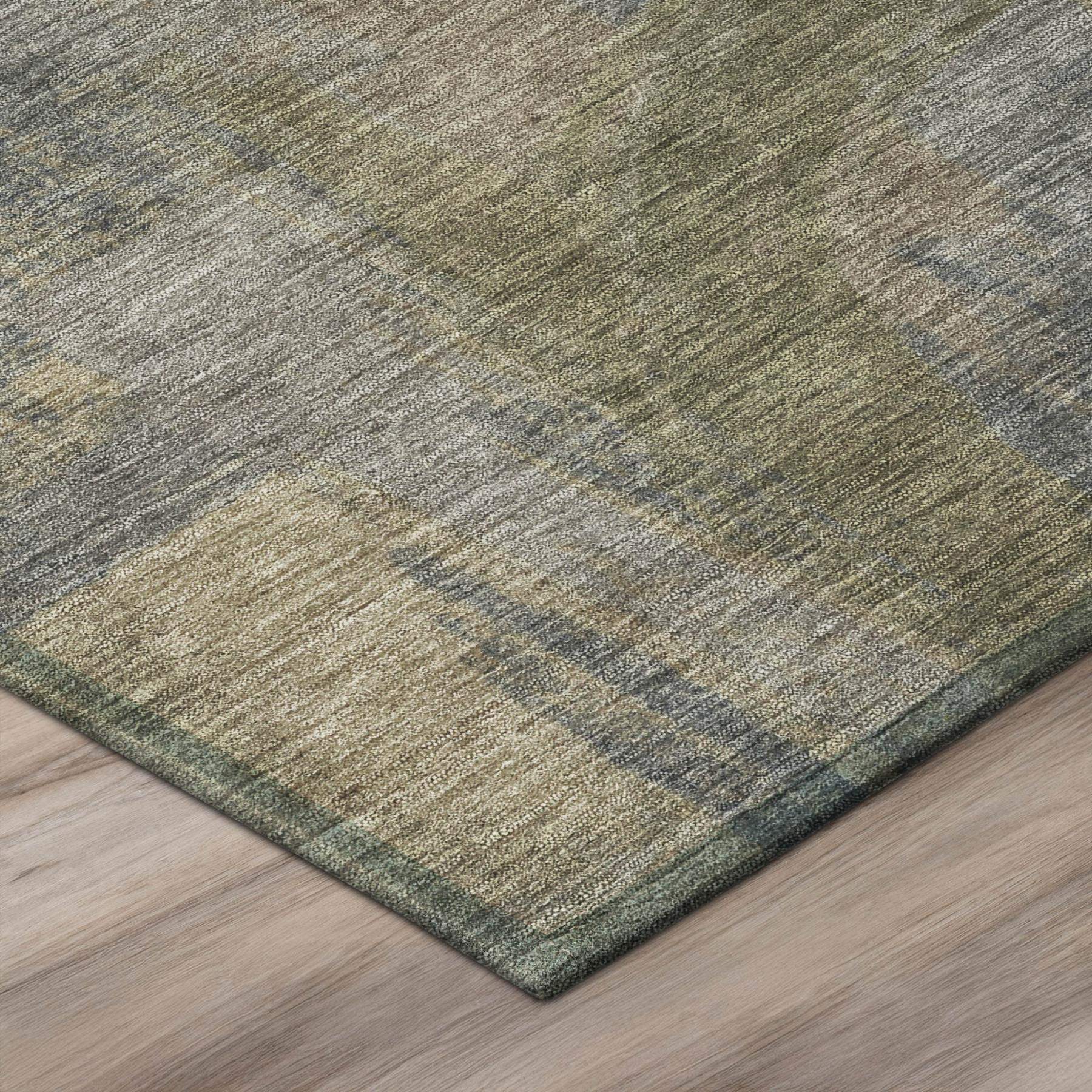 10' X 14' Olive Green And Green Abstract Washable Indoor Outdoor Area Rug - Sports & Outdoor