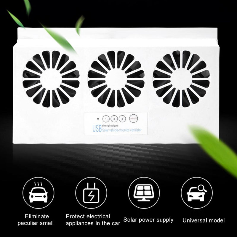 Solar USB Dual Charging Vehicle Cooling Tool Car Exhaust Fan Vehicle Air Circulation Smoke Exhaust Fan Car Ventilation Fan