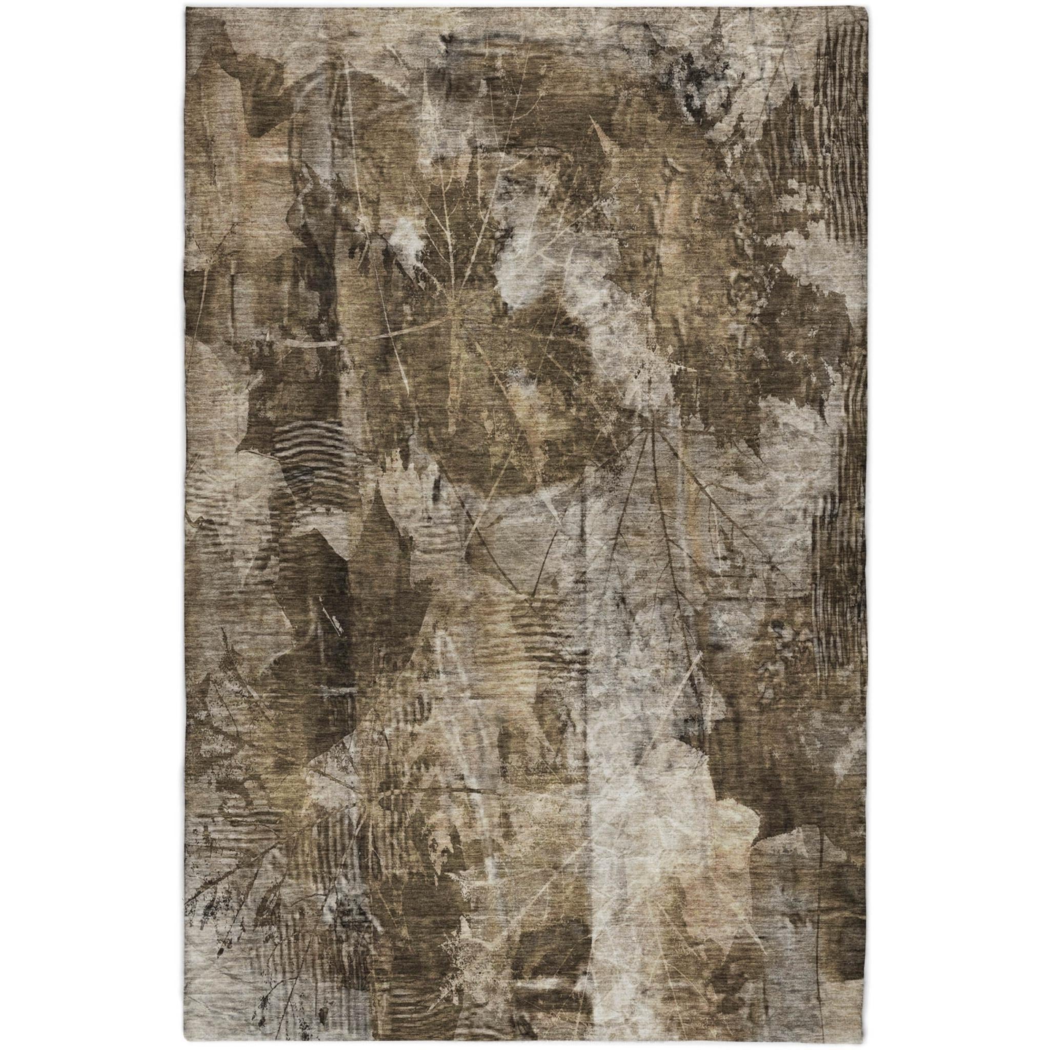 10' X 14' Taupe And Beige Floral Shag Washable Area Rug With UV Protection - Home & Garden