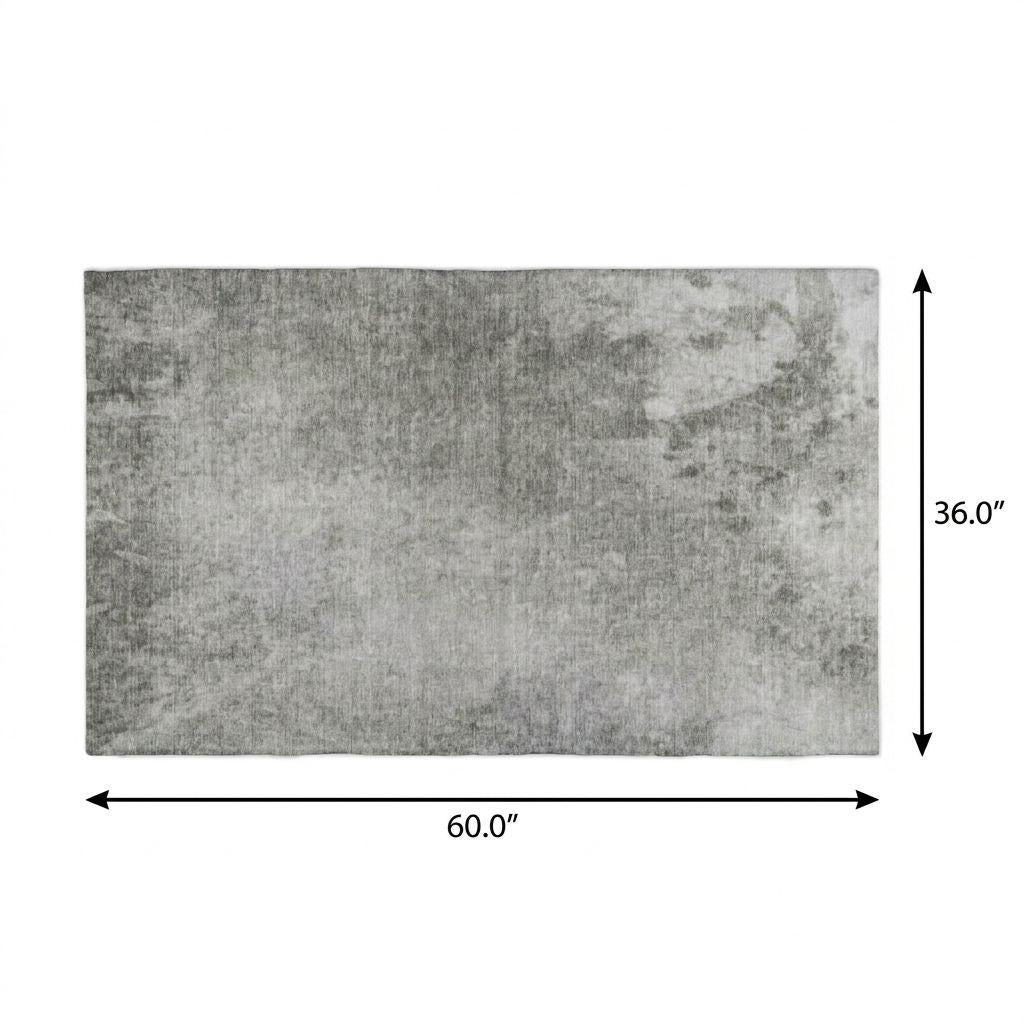 3' X 5' Gray And Silver Abstract Shag Washable Area Rug With UV Protection - Home & Garden