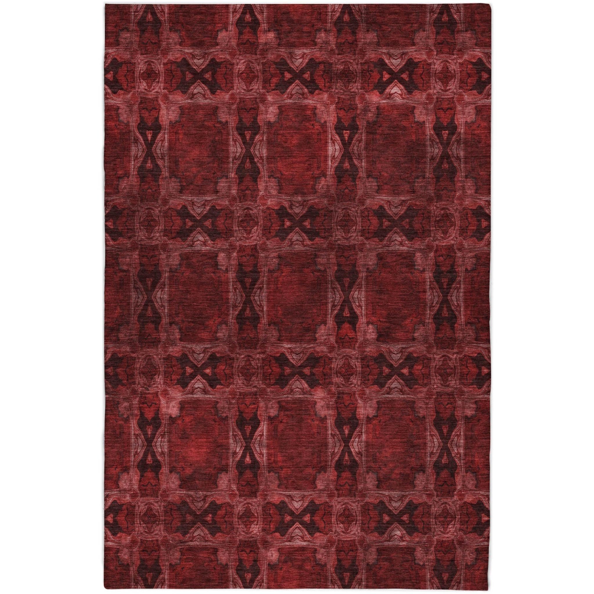 10' X 14' Burgundy And Red Geometric Shag Washable Area Rug With UV Protection - Home & Garden