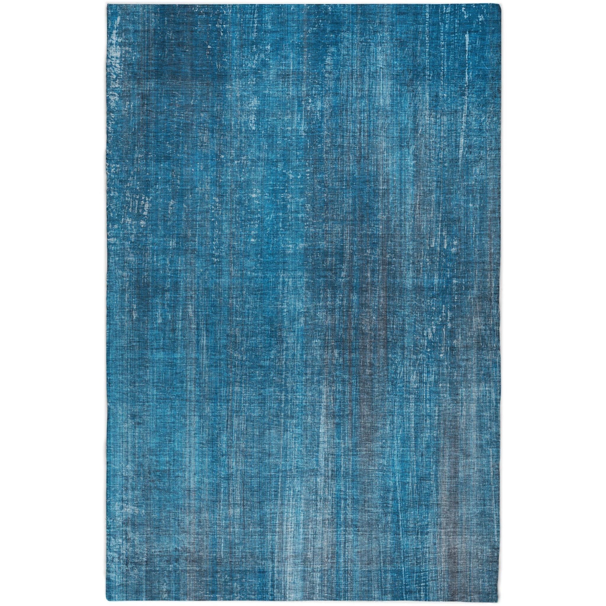 5' X 8' Blue And Gray Striped Shag Washable Area Rug With UV Protection - Home & Garden