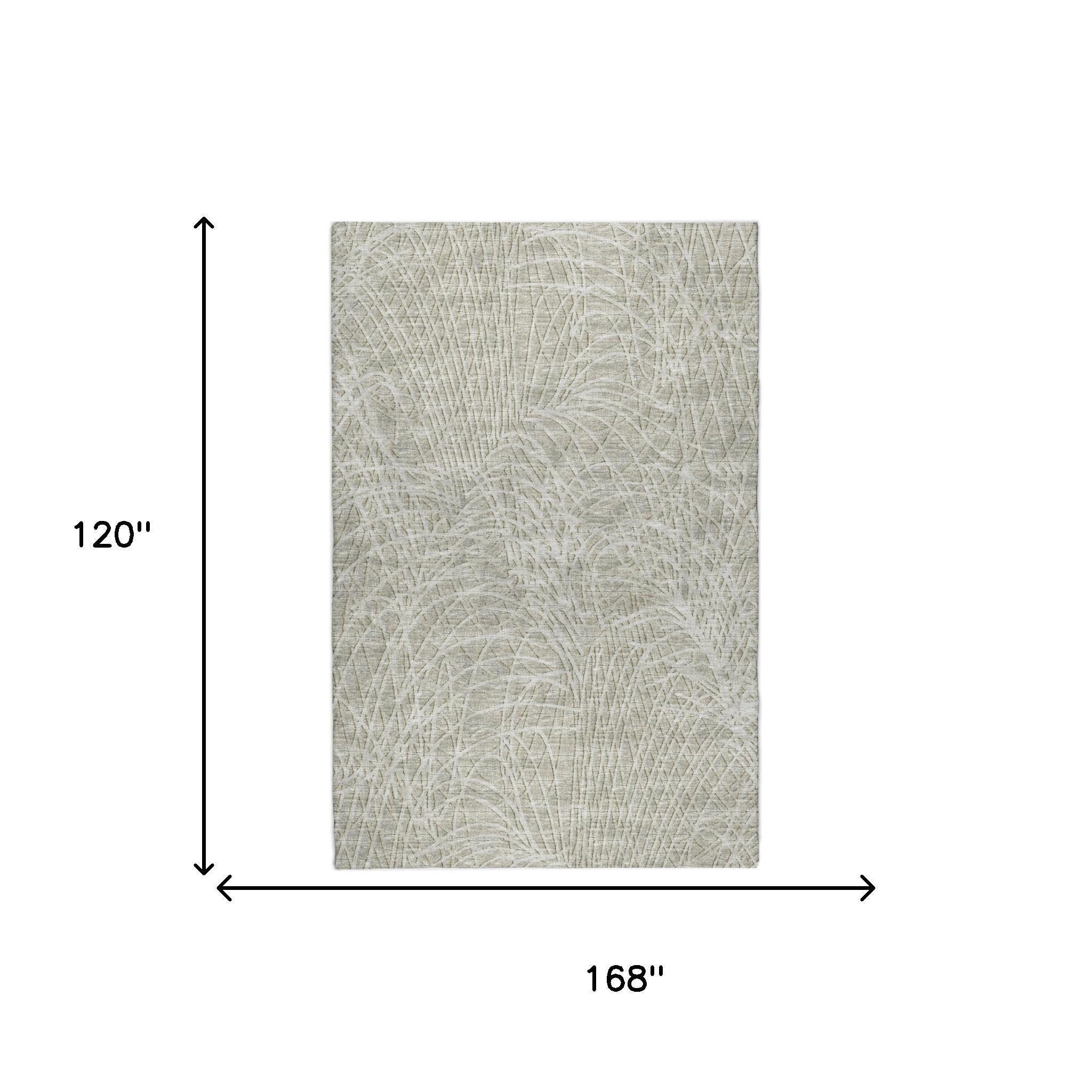 10' X 14' Beige And Ivory Abstract Shag Washable Area Rug With UV Protection - Home & Garden