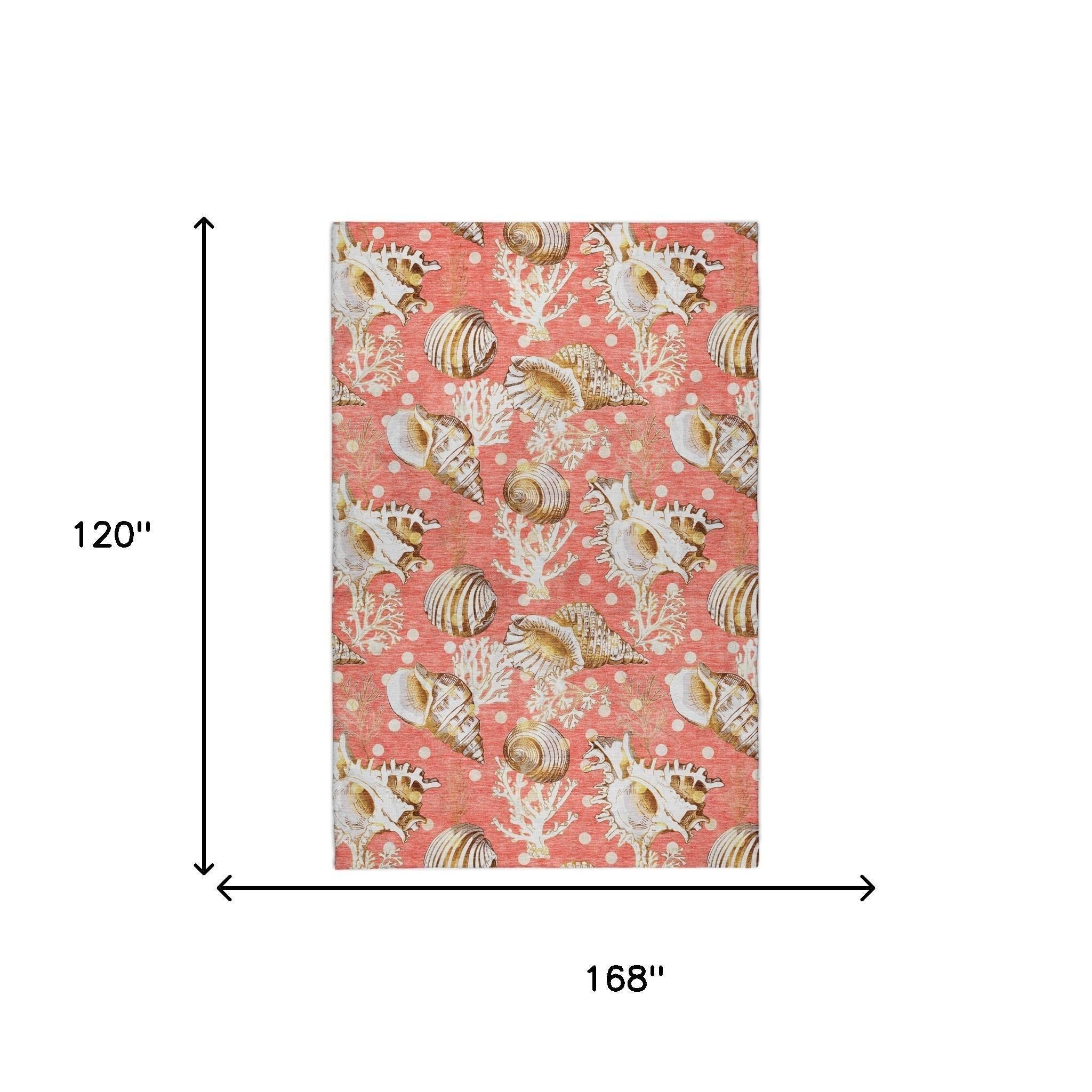 10' X 14' Peach And Chocolate Animal Print Shag Washable Area Rug With UV Protection - Home & Garden