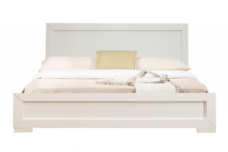 White Solid and Manufactured Wood Queen Bed Frame - Bed & Bath