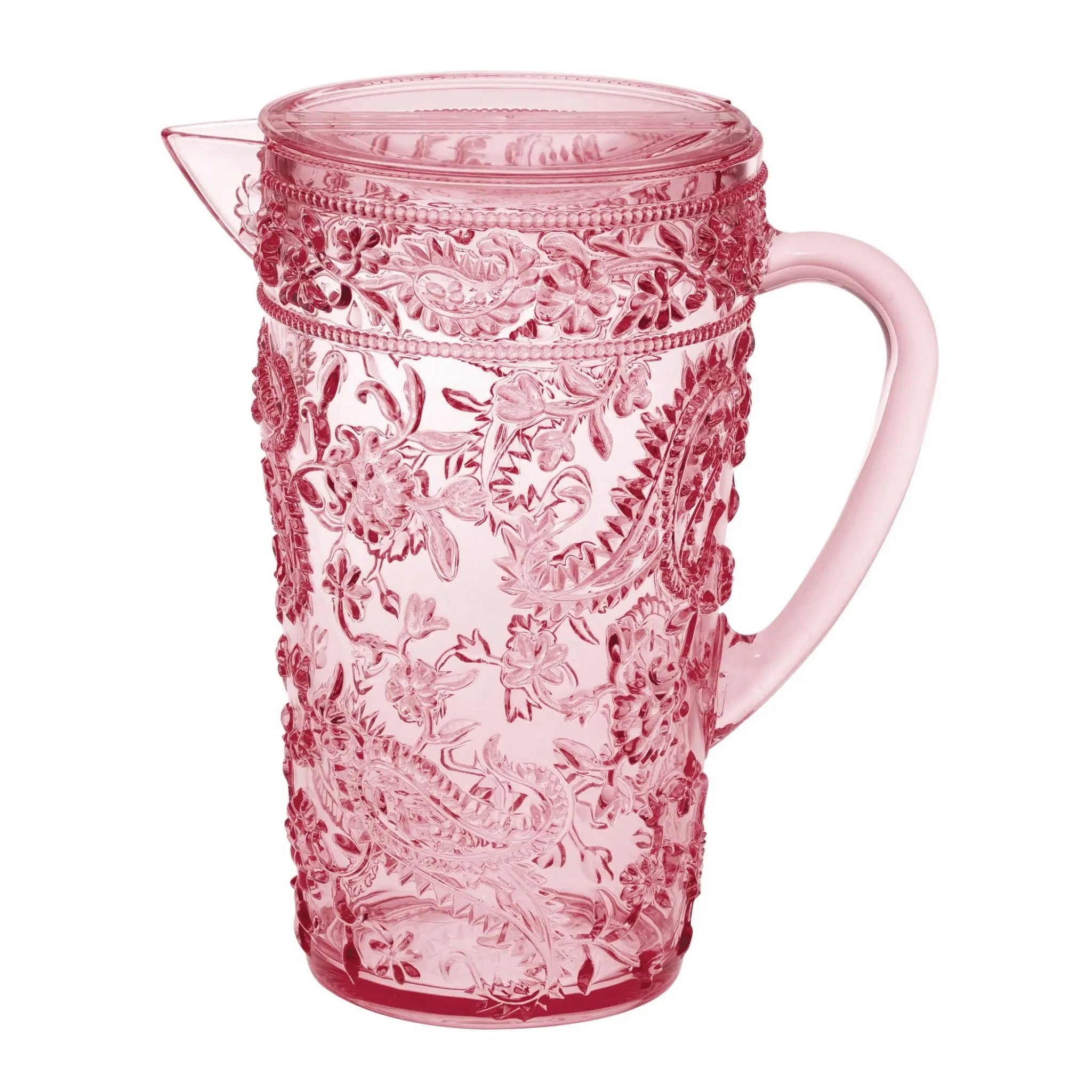 2.5 Quart Pink Paisley Acrylic Pitcher Homeroots Kitchen & Dining