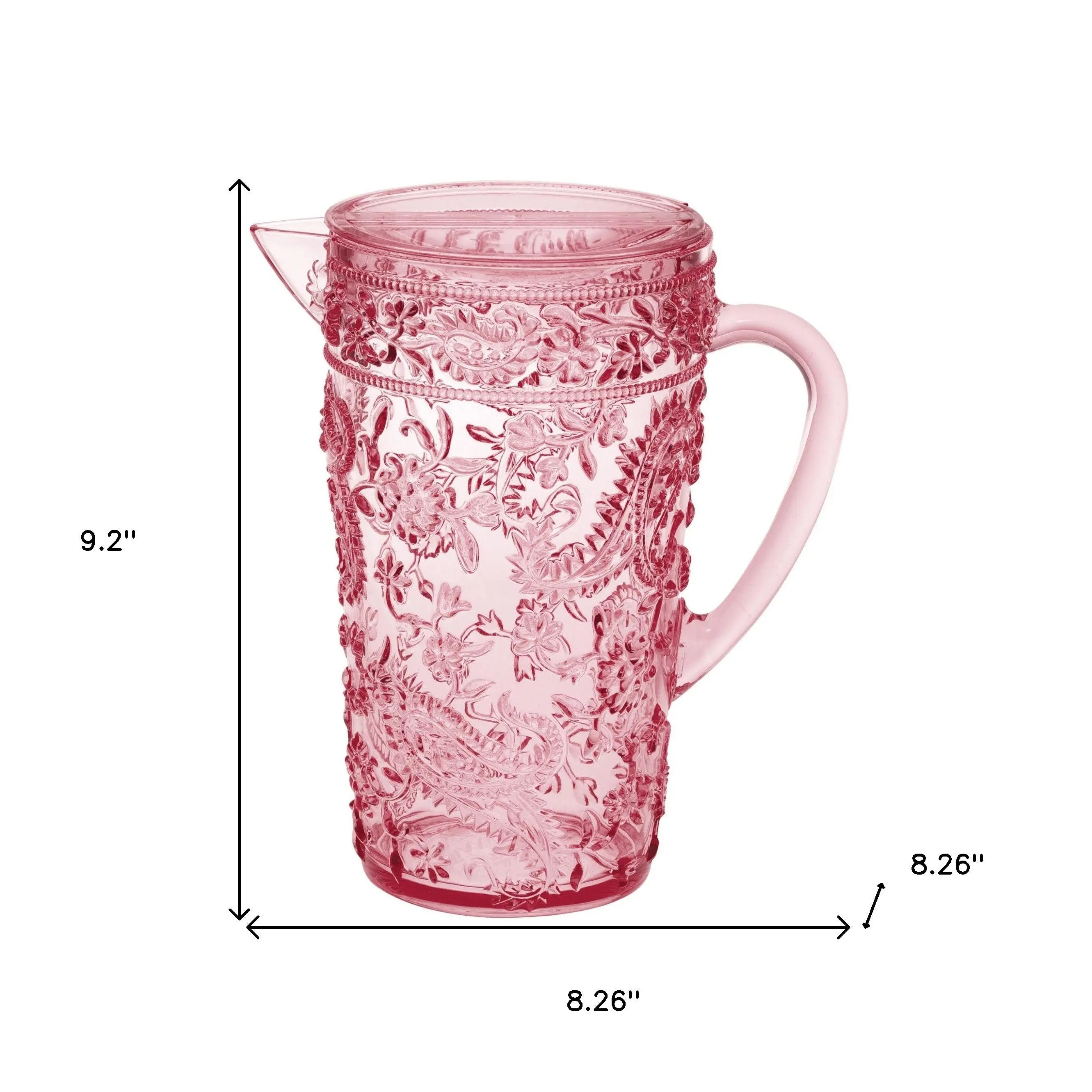 2.5 Quart Pink Paisley Acrylic Pitcher Homeroots Kitchen & Dining