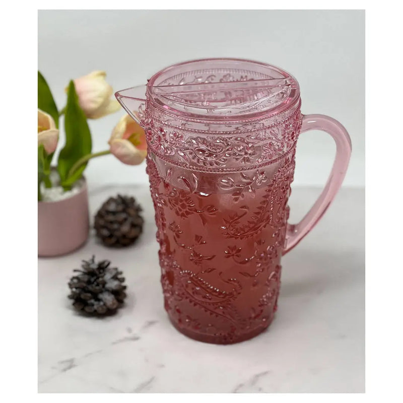2.5 Quart Pink Paisley Acrylic Pitcher Homeroots Kitchen & Dining