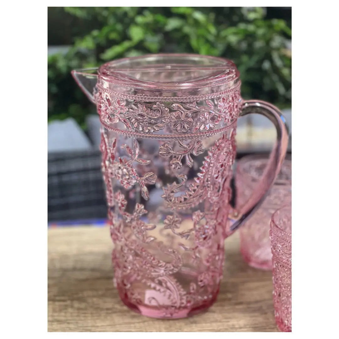 2.5 Quart Pink Paisley Acrylic Pitcher Homeroots Kitchen & Dining