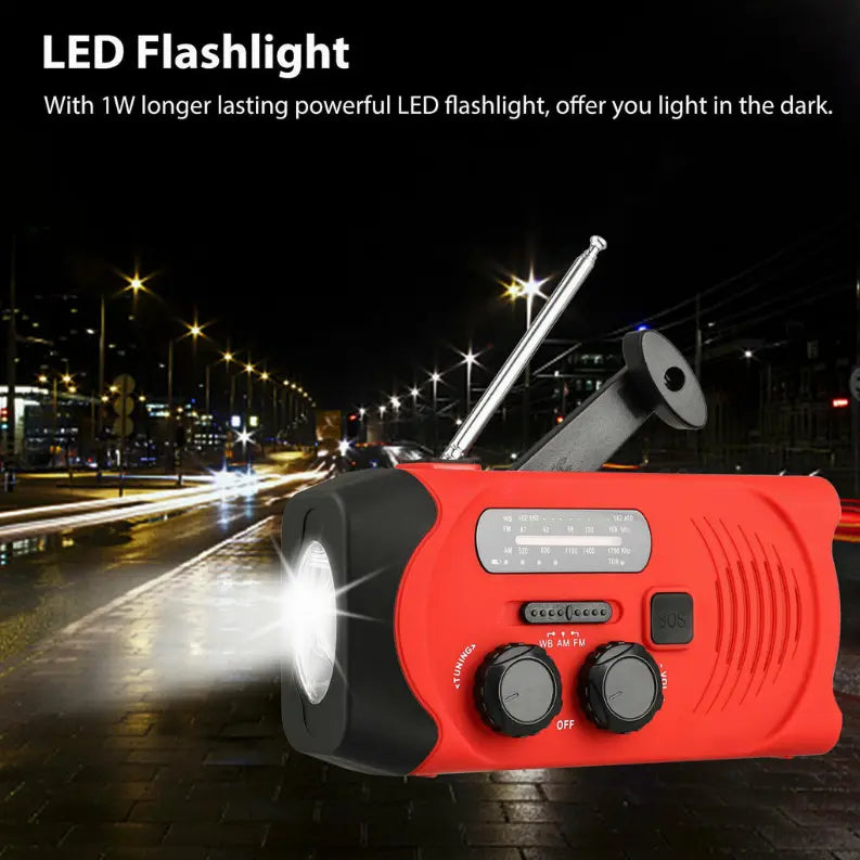 2000mAh Emergency LED Radio Solar Hand Crank AM/FM/NOAA Flashlight Phone Charger Vista Shops