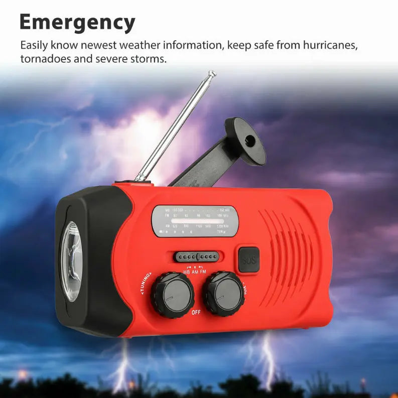 2000mAh Emergency LED Radio Solar Hand Crank AM/FM/NOAA Flashlight Phone Charger Vista Shops
