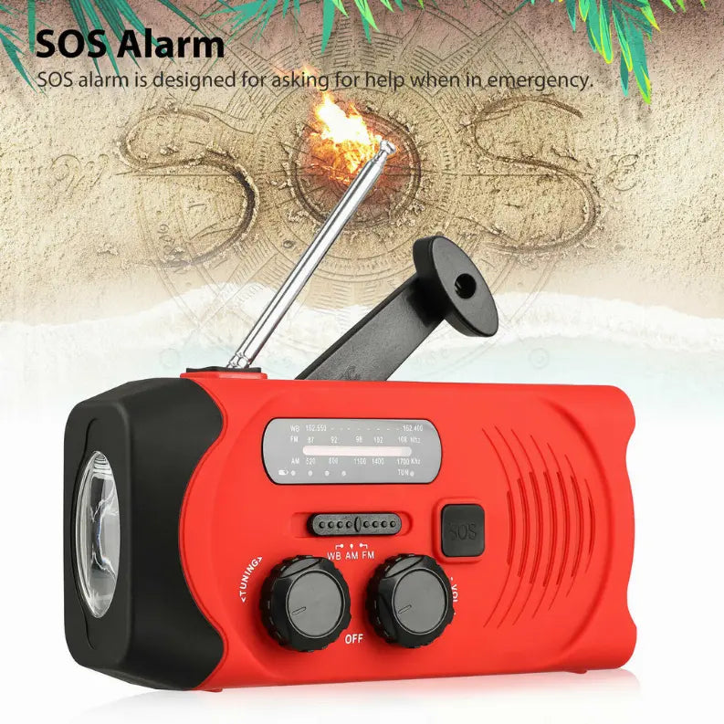 2000mAh Emergency LED Radio Solar Hand Crank AM/FM/NOAA Flashlight Phone Charger Vista Shops