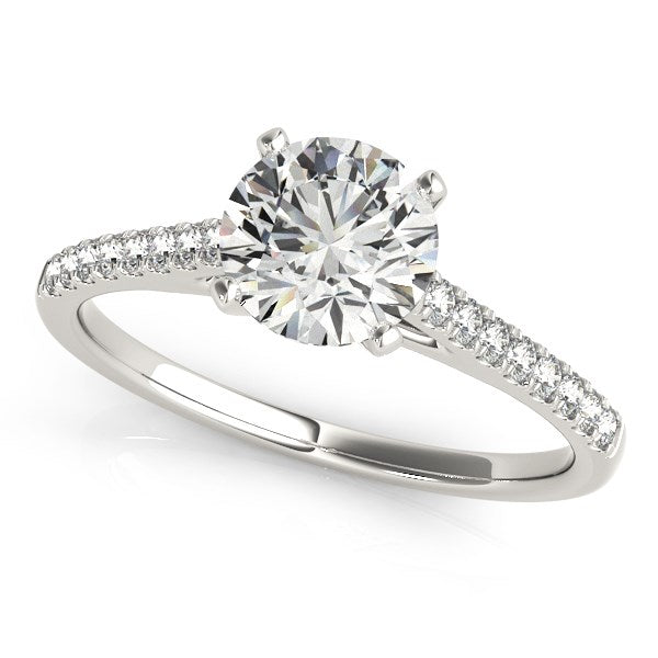 14k White Gold Pronged Round Diamond Engagement Ring (1 5/8 cttw) - 3 - Jewelry