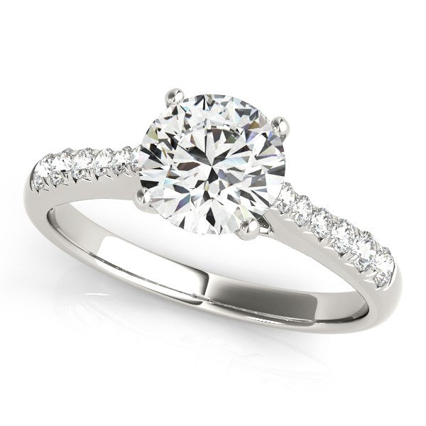 14k White Gold Round Cut Diamond Engagement Ring  (1 5/8 cttw) - 3 - Jewelry