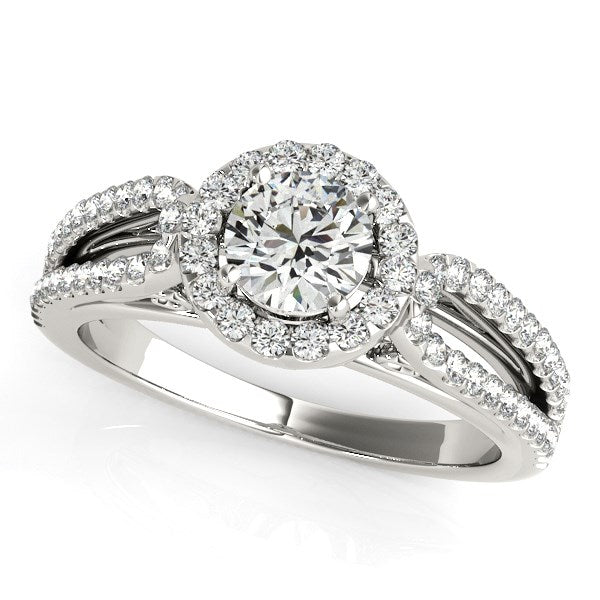 14k White Gold Diamond Engagement Ring with Teardrop Split Shank (7/8 cttw) - 3 - Jewelry