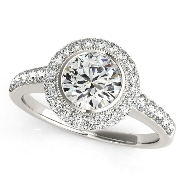 14k White Gold Pave Style Diamond Engagement Ring (1 3/8 cttw) - 3 - Jewelry