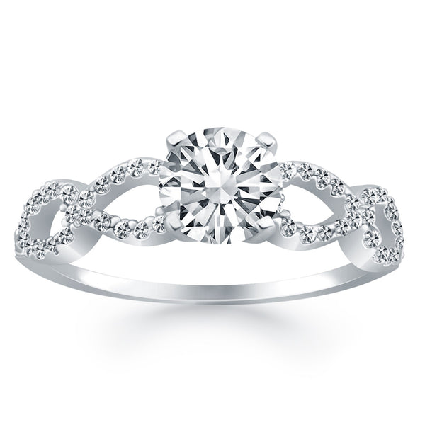 14k White Gold Double Infinity Diamond Engagement Ring - 4 - Jewelry