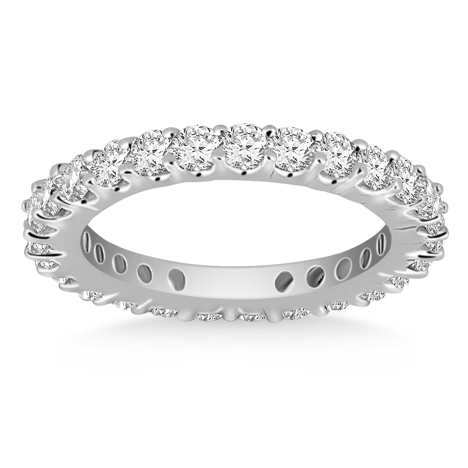 14k White Gold Common Prong Round Diamond Eternity Ring - 4 - Jewelry