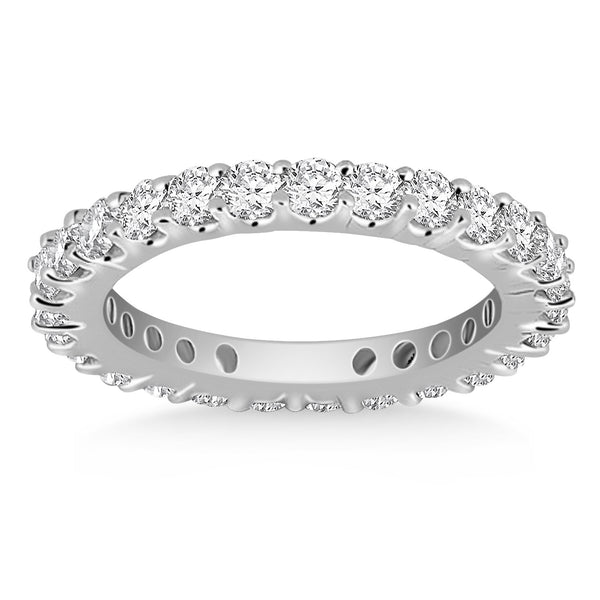14k White Gold Common Prong Round Diamond Eternity Ring - 4 - Jewelry