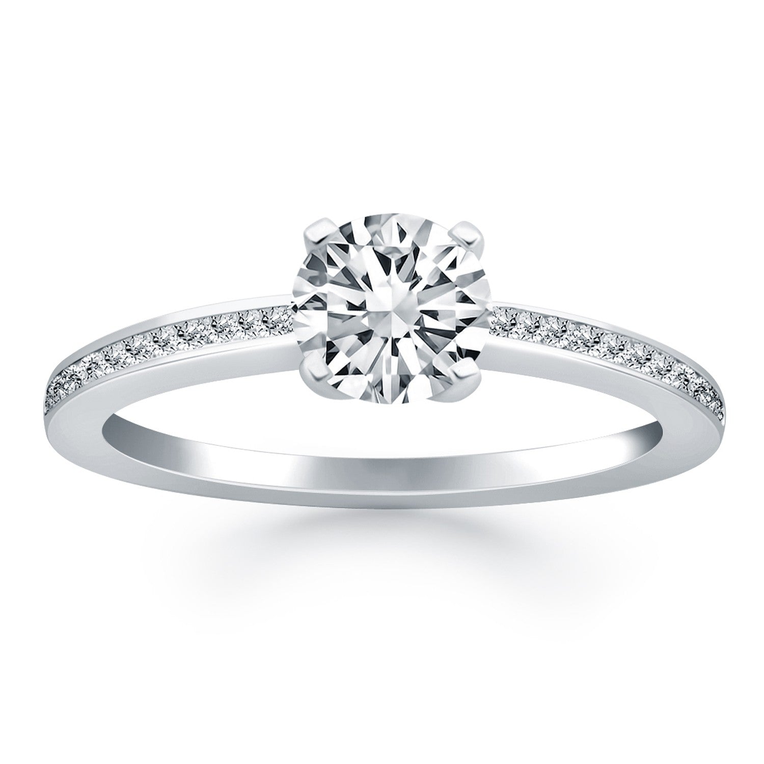 14k White Gold Classic Pave Diamond Band Engagement Ring - 4 - Jewelry