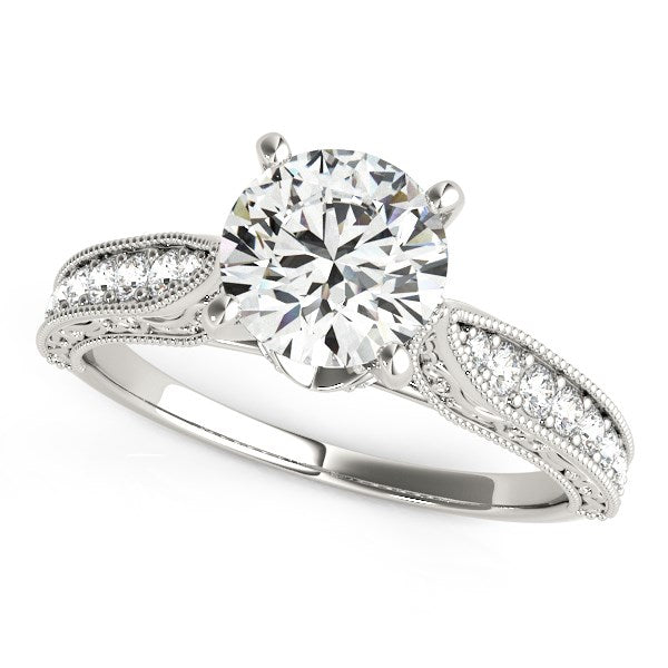 14k White Gold Antique Design Diamond Engagement Ring (1 5/8 cttw) - 3 - Jewelry