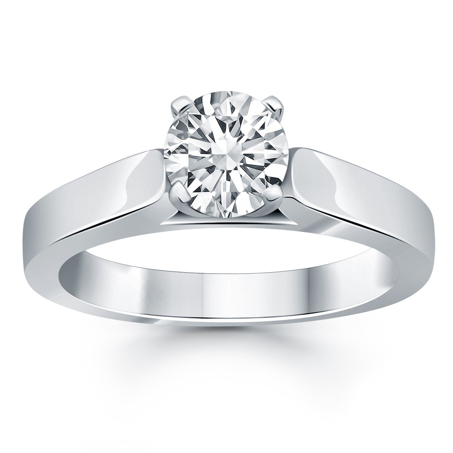 14k White Gold Wide Cathedral Solitaire Engagement Ring - 4 - Jewelry